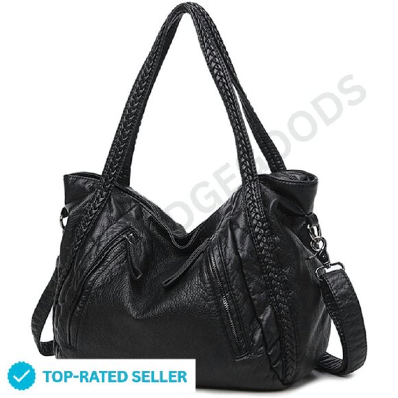 Soft Leather Shoulder Tote Hobo Bag Large Capacity Slouchy Chic Minimal - Picture 1 of 4